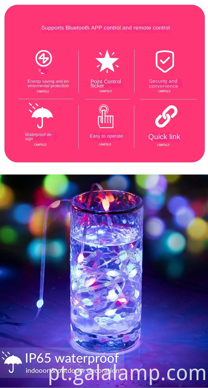 Luzes de cordas LED RGB inteligentes para decoração interna e externa